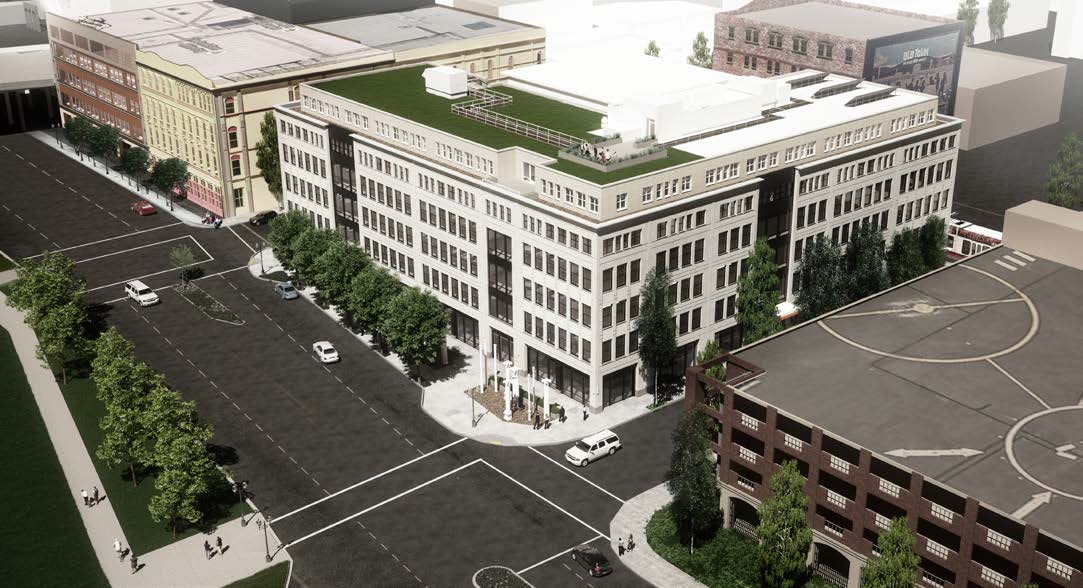 The Block 8L building in Skidmore Old Town, which is now under construction. The design was cited as an example of the positive contribution made by the Historic Landmarks Commission during their review.