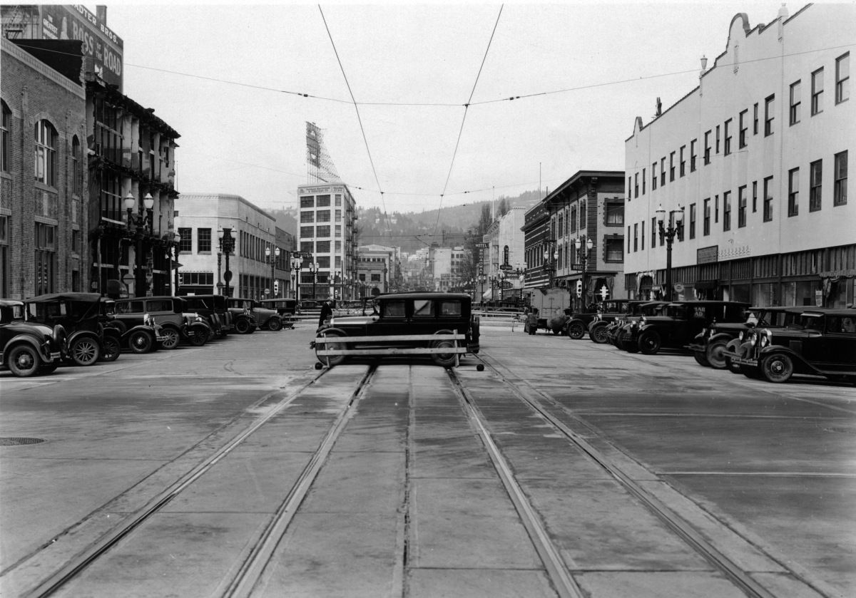 West Burnside after widening. (City of Portland archives)